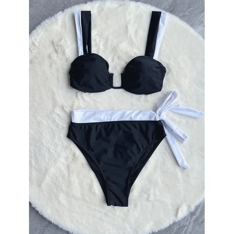 Bikini noir et blanc pour femmes – deux pièces, taille haute tendance et design chic - ClaretteClarette