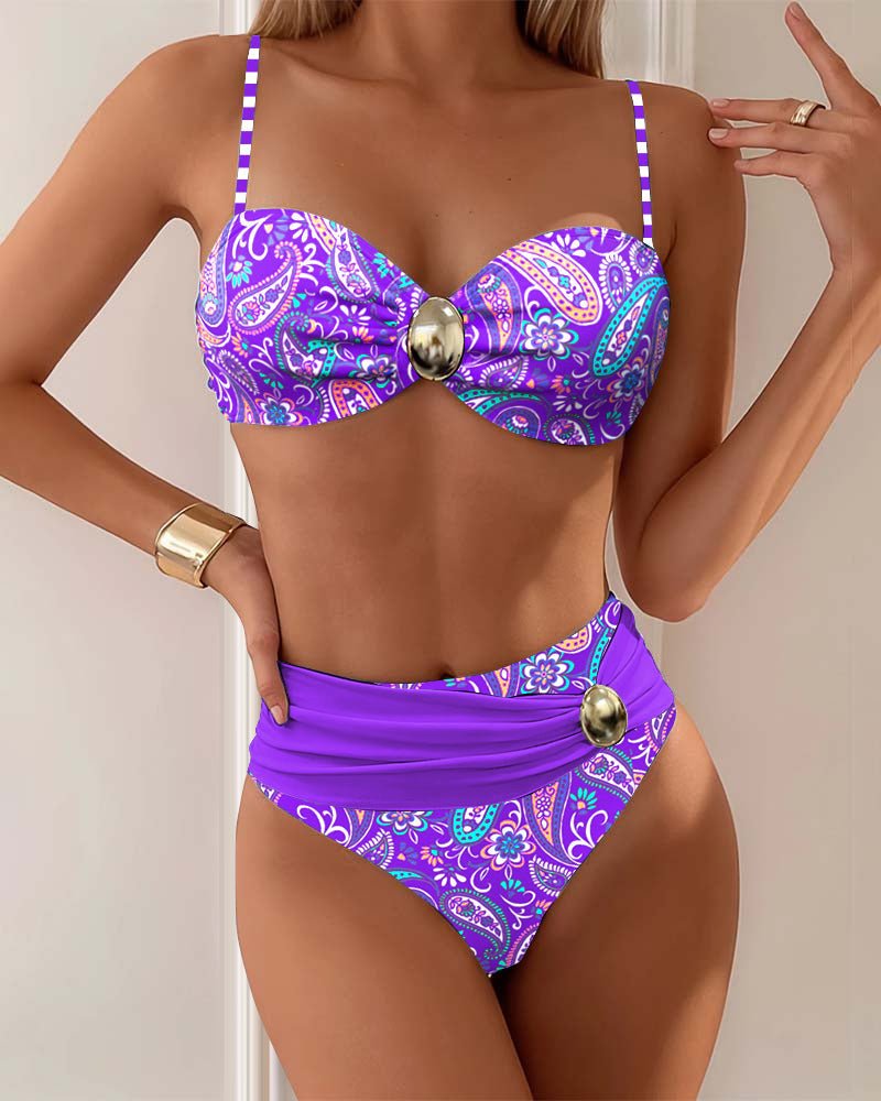 Bikini chic en tweed avec imprimé Paisley - ClaretteClarette
