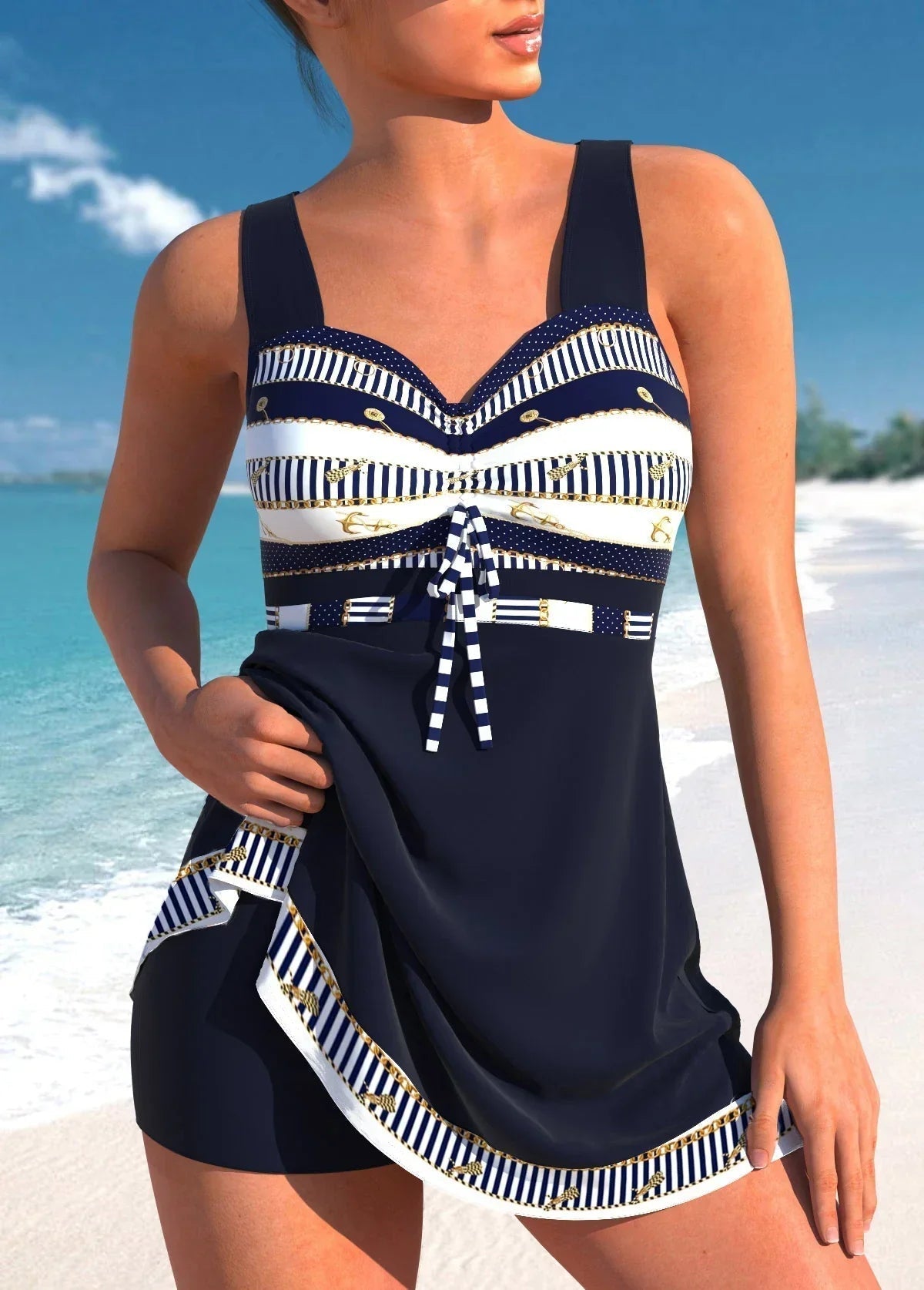 Maillot de bain chic avec short intégré et décolleté en cœur – Femme - ClaretteClarette