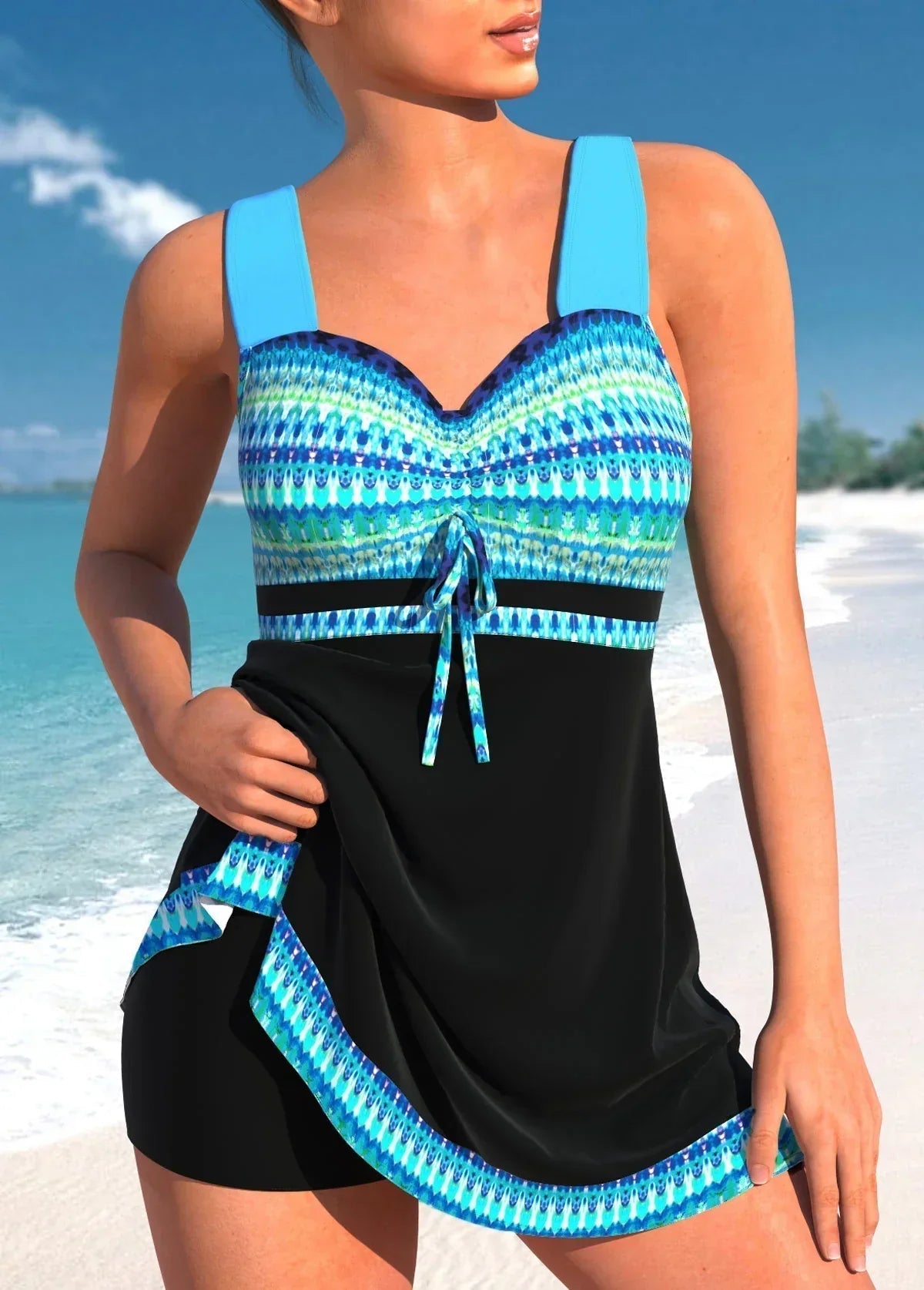 Maillot de bain chic avec short intégré et décolleté en cœur – Femme - ClaretteClarette